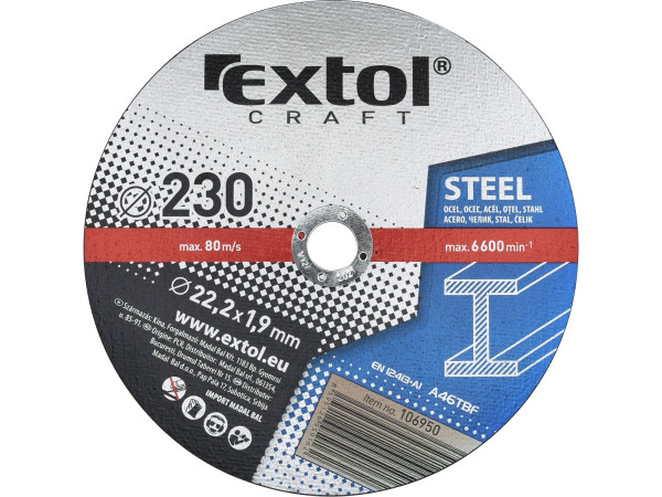 Extol Craft 106950 kotouče řezné na kov 230x1,9x22,2 mm, 5ks