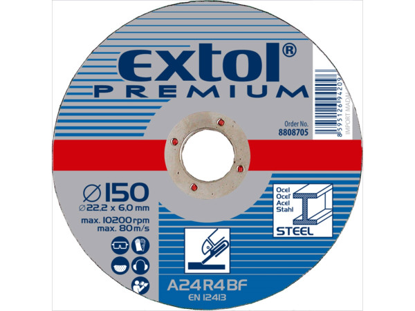 Extol Premium 8808705 kotouč brusný na ocel, 150x6,0x22,2 mm