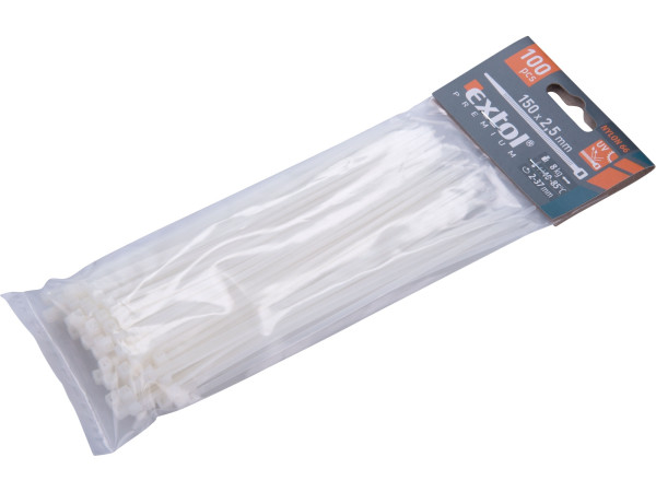 Extol Premium 8856104 pásky stahovací bílé, 150x2,5mm, 100ks, nylon