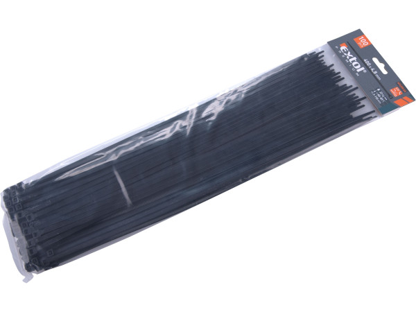 Extol Premium 8856166 pásky stahovací černé, 400x4,8mm, 100ks, nylon