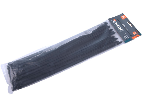 Extol Premium 8856170 pásky stahovací černé, 380x7,6mm, 50ks, nylon