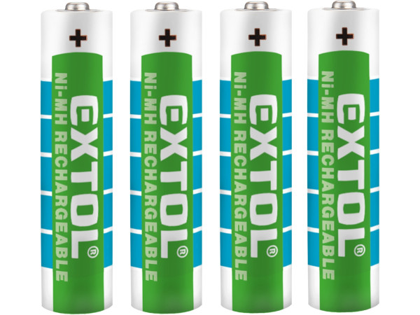 Extol Energy 42060 baterie nabíjecí, 4ks, AAA (HR03), 1,2V, 1000mAh, NiMh