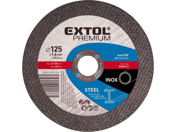 Extol Premium 8808122 kotouč řezný na ocel/nerez, 125x2,5x22,2mm