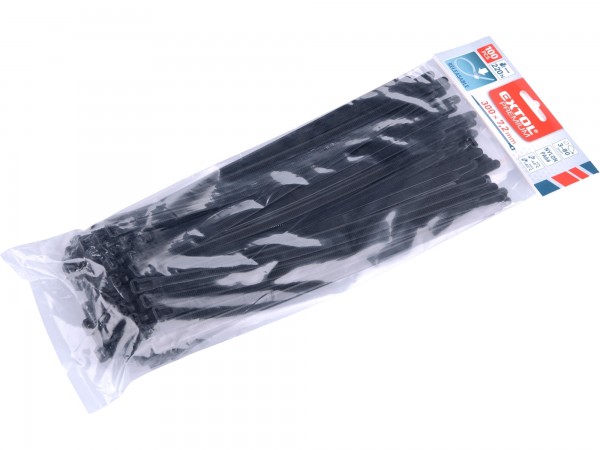 Extol Premium 8856258 pásky stahovací černé, rozpojitelné, 300x7,2mm, 100ks, nylon PA66