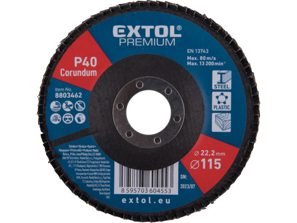 Extol Premium 8803462 kotouč lamelový šikmý korundový, O115mm, P40