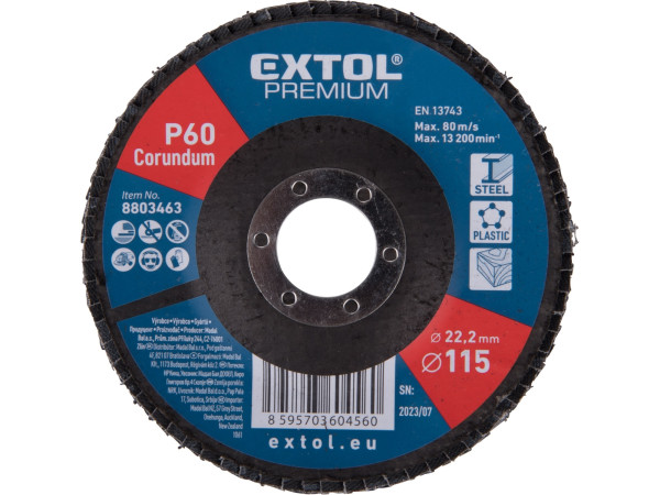 Extol Premium 8803463 kotouč lamelový šikmý korundový, O115mm, P60