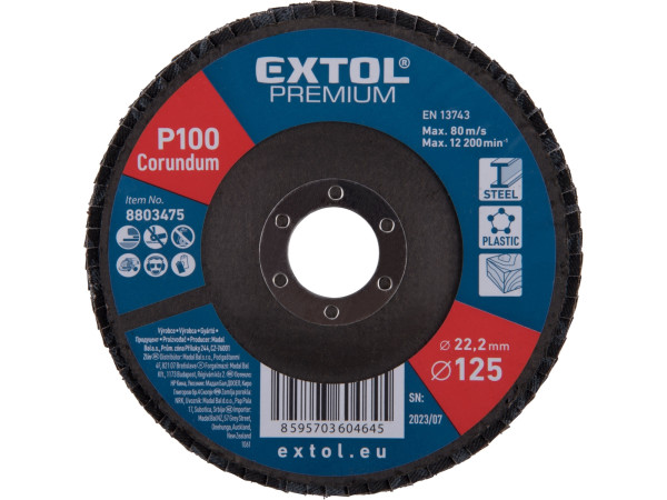 Extol Premium 8803475 kotouč lamelový šikmý korundový, O125mm, P100