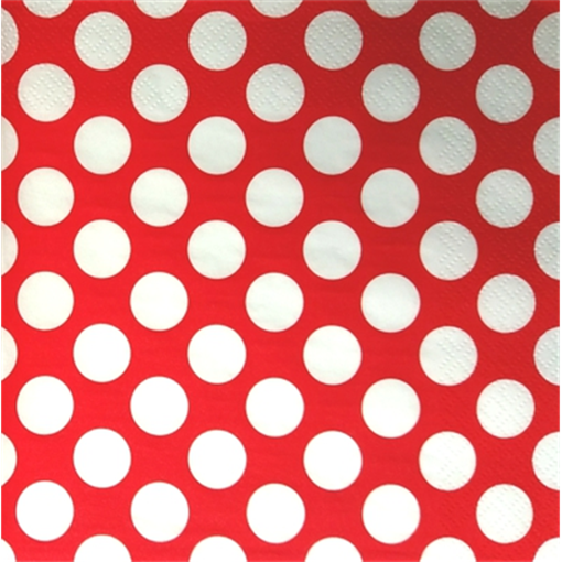 UBROUSEK 3vrstvy,33cm,červený +bílý puntík, 20ks