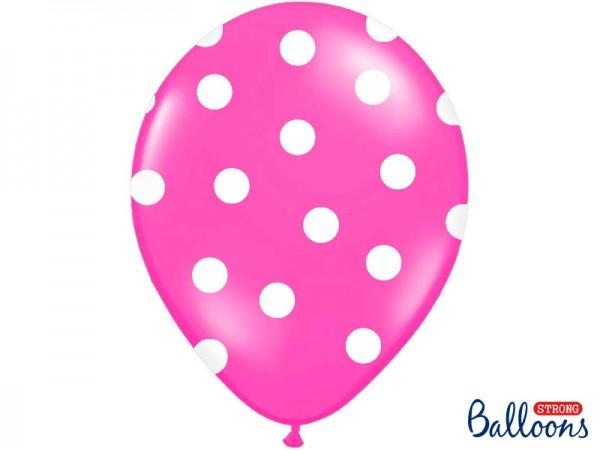 Balonky puntík Pastel tm. růžová /bílá