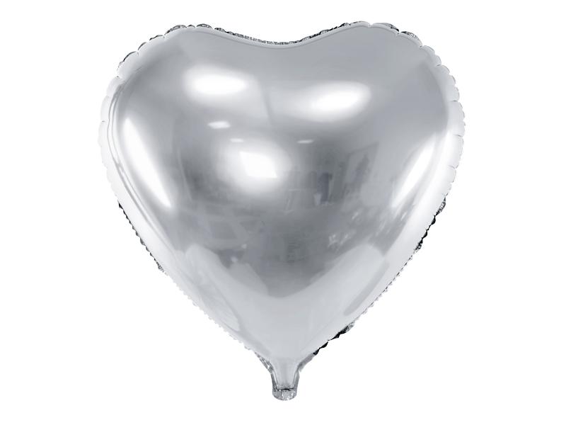Foliový balónek srdce, stříbrné 45 cm
