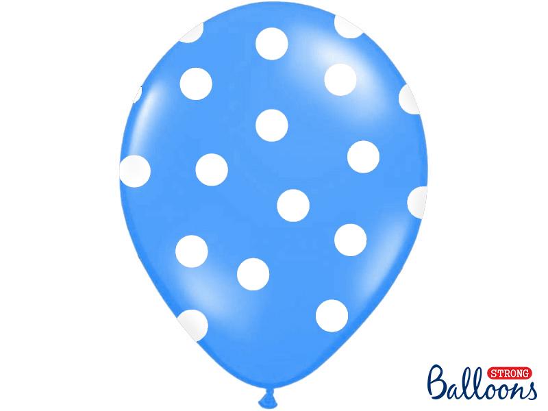 Balonky puntík pastel modrá/bílá