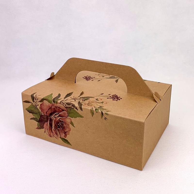 Krabička na výslužku přírodní, květiny